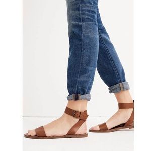 Madewell The Boardwalk Ankle Strap Sandal Brown Leather Size 9